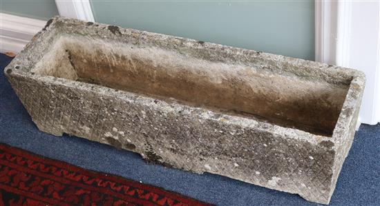 Two stone garden planters, W.91cm